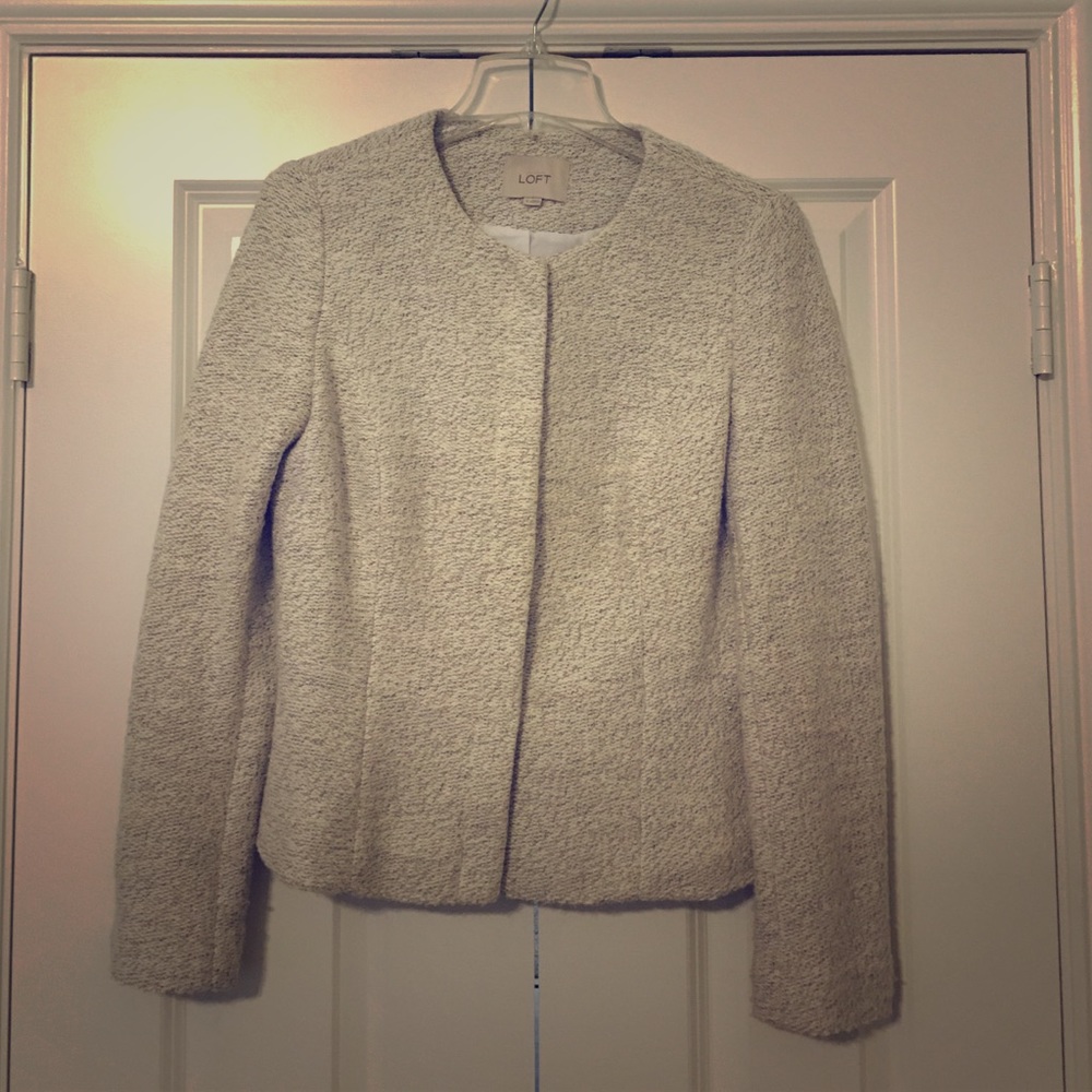 Ann Taylor Loft White Soft Sweater Blazer